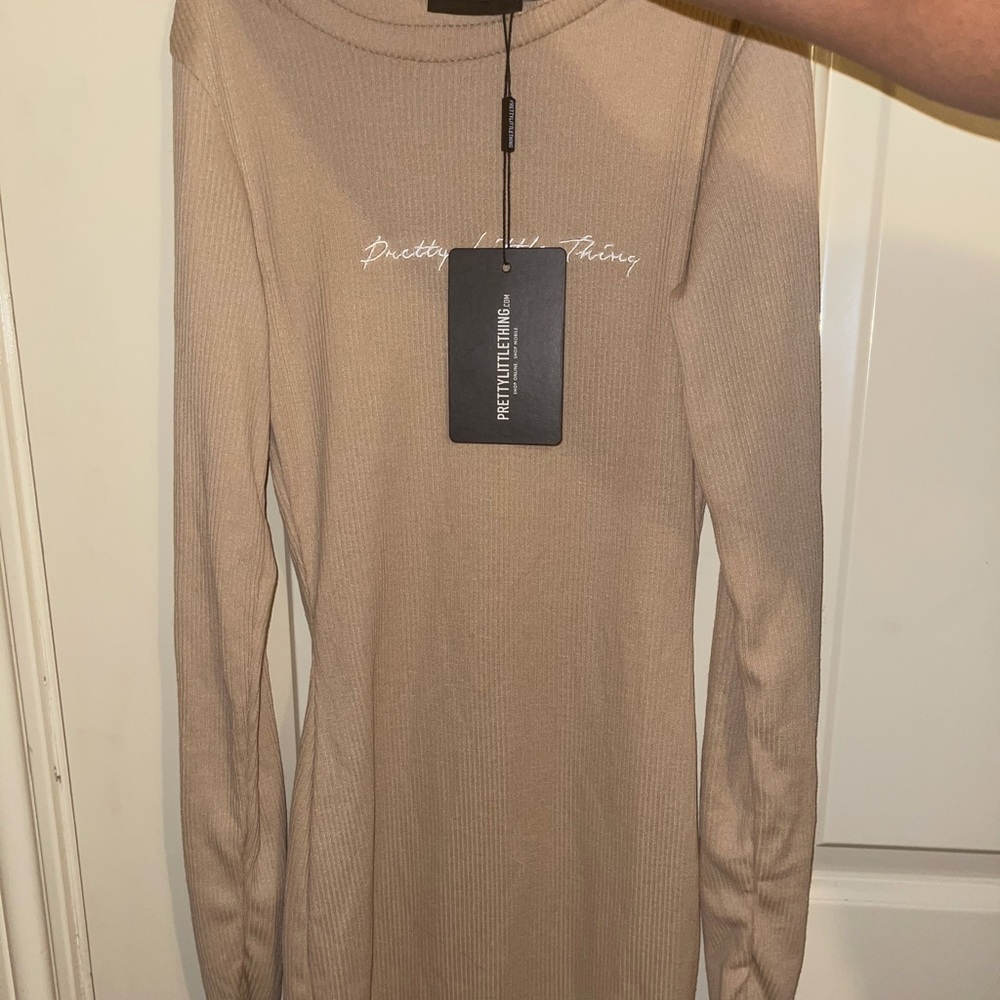 Stone Embroidered Ribbed Mini Dress